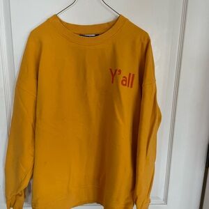 Outdoor Voices Yellow Crewneck Sweater with Red Detail